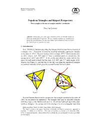 Napoleon Triangles and Kiepert Perspectors Two Examples of the Use of Complex Number Coordinates