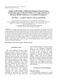 Origins of the Extinct, Subfossil Galápagos Giant Tortoises