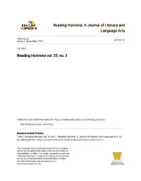 Reading Horizons Vol. 22, No. 2