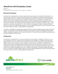 Sharepoint 2010 Evaluation Guide