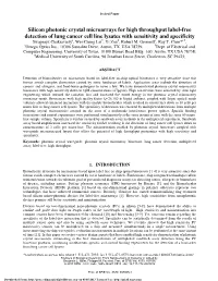 Silicon Photonic Crystal Microarrays for High Throughput Label-Free