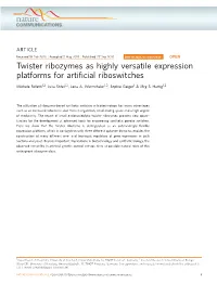 Twister Ribozymes As Highly Versatile Expression Platforms for Artificial Riboswitches
