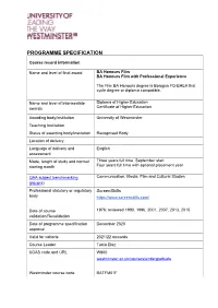 Programme Specification