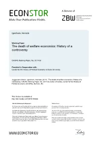 The Death of Welfare Economics: History of a Controversy