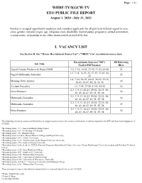 Whbf-Tv/Kgcw-Tv Eeo Public File Report I. Vacancy List