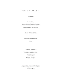 A Performer's View of Three Recitals