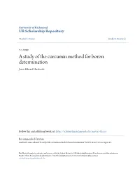 A Study of the Curcumin Method for Boron Determination James Edward Hardcastle