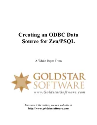 Creating an ODBC Data Source for Zen/PSQL