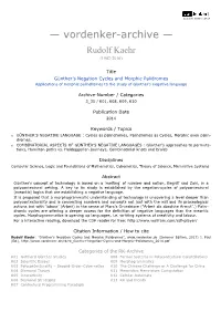 Günther's Negation Cycles and Morphic Palidromes Applications of Morphic Palindromes to the Study of Günther’S Negative Language