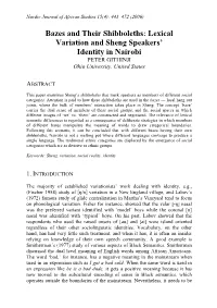 Lexical Variation and Sheng Speakers' Identity in Nairobi