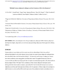 Multiple Human Adipocyte Subtypes and Mechanisms of Their Development.”