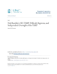 Neil Barofsky's SIG TARP: Difficult, Rigorous, and Independent Oversight of the TARP Samuel R