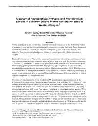 A Survey of Phytophthora, Pythium, and Phytopythium Species in Soil from Upland Prairie Restoration Sites in Western Oregon1