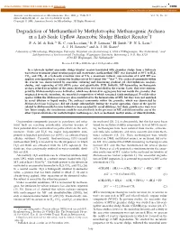 Degradation of Methanethiol by Methylotrophic Methanogenic Archaea in a Lab-Scale Upffow Anaerobic Sludge Blanket Reactor