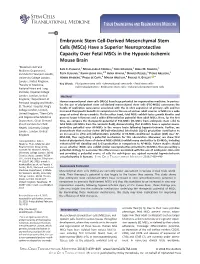 Derived Mesenchymal Stem Cells (Mscs) Have a Superior Neuroprotective Capacity Over Fetal Mscs in the Hypoxic-Ischemic Mouse Brain a Maternal and Fetal a a a a KATE E