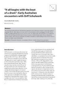 “It All Begins with the Beat of a Drum”: Early Australian Encounters with Orff Schulwerk