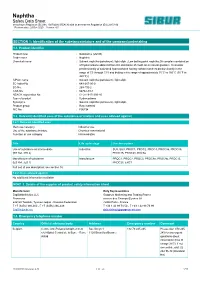 Naphtha Safety Data Sheet According to Regulation (EC) No
