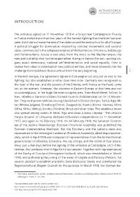 The Unending War? the Baltic States After 1918. Introduction