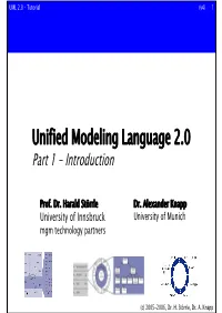 Unified Modeling Language 2.0 Part 1 - Introduction