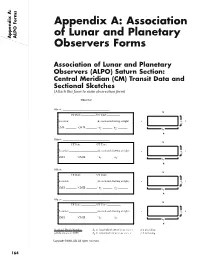 Appendix A: Association of Lunar and Planetary Observers Forms