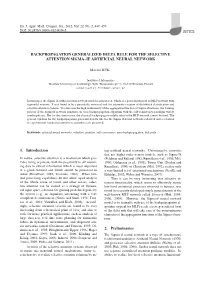 Backpropagation Generalized Delta Rule for the Selective Attention Sigma–If Artificial Neural Network