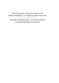 First-Principles Characterization and Functionalization of Graphene-Like Materials