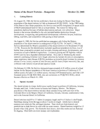 Status of the Desert Tortoise - Rangewide October 22, 2008