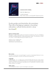 Study Guides and Australian Documentary: the Role of Bridging Materials in Building Educative, Cultural and Economic Value