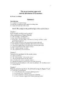 The Programming Approach and the Dissolution of Economics