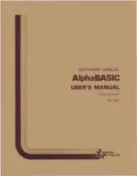 Alphabasic USER's MANUAL OWM-00100-01