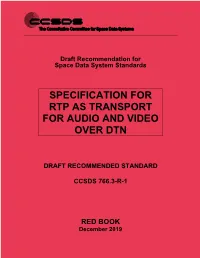 CCSDS 766.3-R-1, Specification for RTP As Transport for Audio And