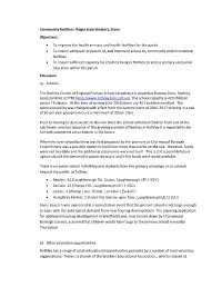 Community Facilities: Roger (Coordinator), Steve