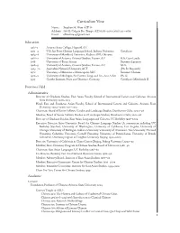 Curriculum Vitæ Shwest Cv Name: Stephen H