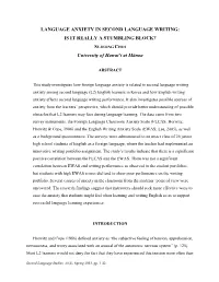 Language Anxiety in Second Language Writing: Is It Really a Stumbling Block?