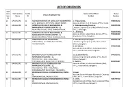 List of Observers