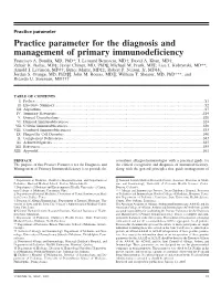Practice Parameter for the Diagnosis and Management of Primary Immunodeficiency Francisco A