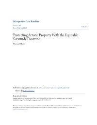 Protecting Artistic Property with the Equitable Servitude Doctrine Thomas W