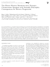 The Mouse Meiotic Mutation Mei1 Disrupts Chromosome Synapsis with Sexually Dimorphic Consequences for Meiotic Progression
