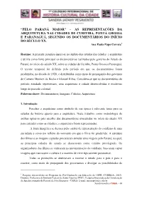 As Representações Da Arquitetura Das Cidades De Curitiba, Ponta Grossa