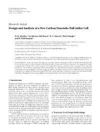 Design and Analysis of a New Carbon Nanotube Full Adder Cell