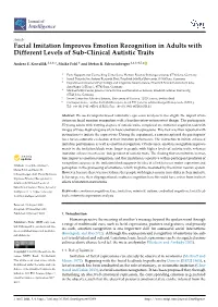 Facial Imitation Improves Emotion Recognition in Adults with Different Levels of Sub-Clinical Autistic Traits