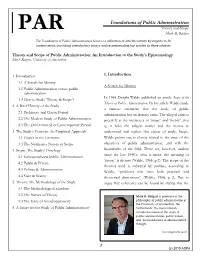 Foundations of Public Administration Theory and Scope PAR Mark R