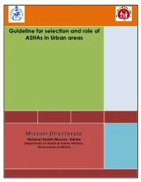 Guideline for Selection and Role of Ashas in Urban Areas