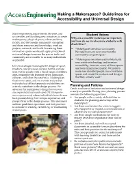 Making a Makerspace? Guidelines for Accessibility and Universal Design