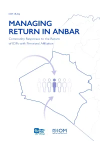 MANAGING RETURN in ANBAR: COMMUNITY RESPONSES to the RETURN of Idps with PERCEIVED AFFILIATION