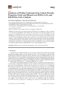 Synthesis of Diethyl Carbonate from Carbon Dioxide, Propylene Oxide and Ethanol Over KNO3-Ceo2 and Kbr-KNO3-Ceo2 Catalysts