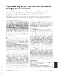 The Genome Sequence of the Facultative Intracellular Pathogen Brucella Melitensis