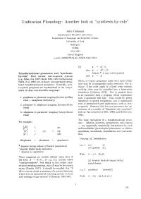 Unification Phonology: Another Look at 'Synthesis-By-Rule'