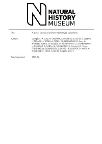 A Global Catalog of Primary Reptile Type Specimens