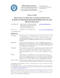 A View on Transdisciplinary Perspective in the Human Sciences